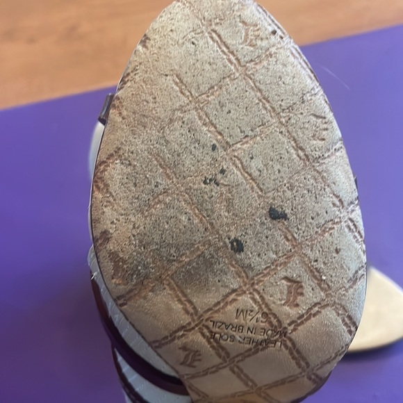 L.A.M.B. Gwen Stefani raffia leather wedge sandals sz6.5 espadrille heels - Picture 3 of 5